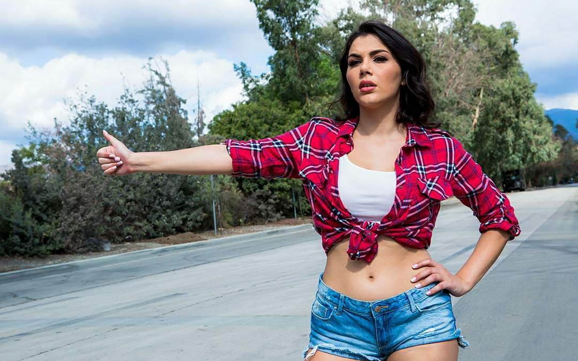 auto, big naturals, big tits, cheating, curvy, cutoffs, hardcore, jean shorts, oral, penetration, plaid, red lips, smile, tanktop, thesexbomb, truck, underbun, valentina nappi