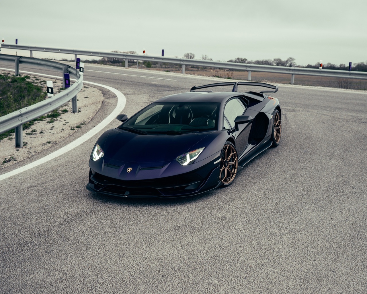 lamborghini aventador svj, italian cars, lamborghini, viola aletheia, road, outdoors