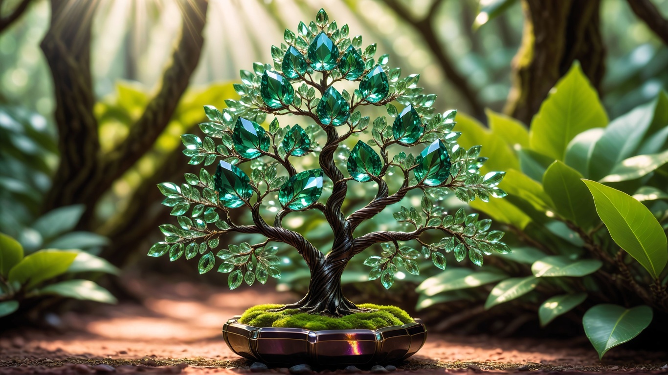 ai, art digital, bonsai, diamantes, lindo