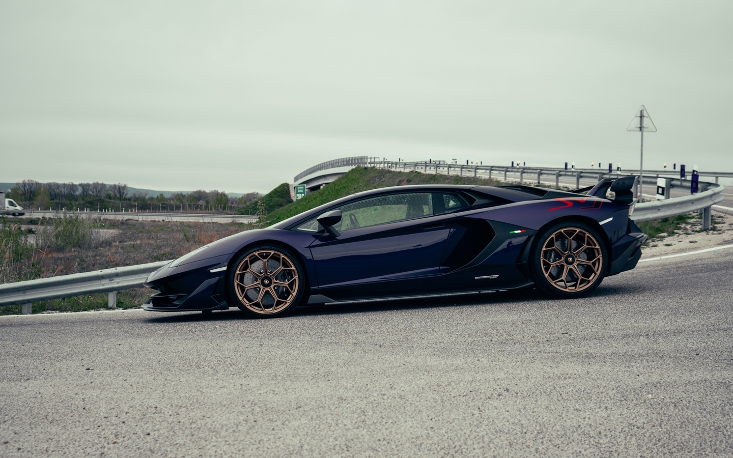 lamborghini aventador svj, italian cars, lamborghini, viola aletheia, road, outdoors