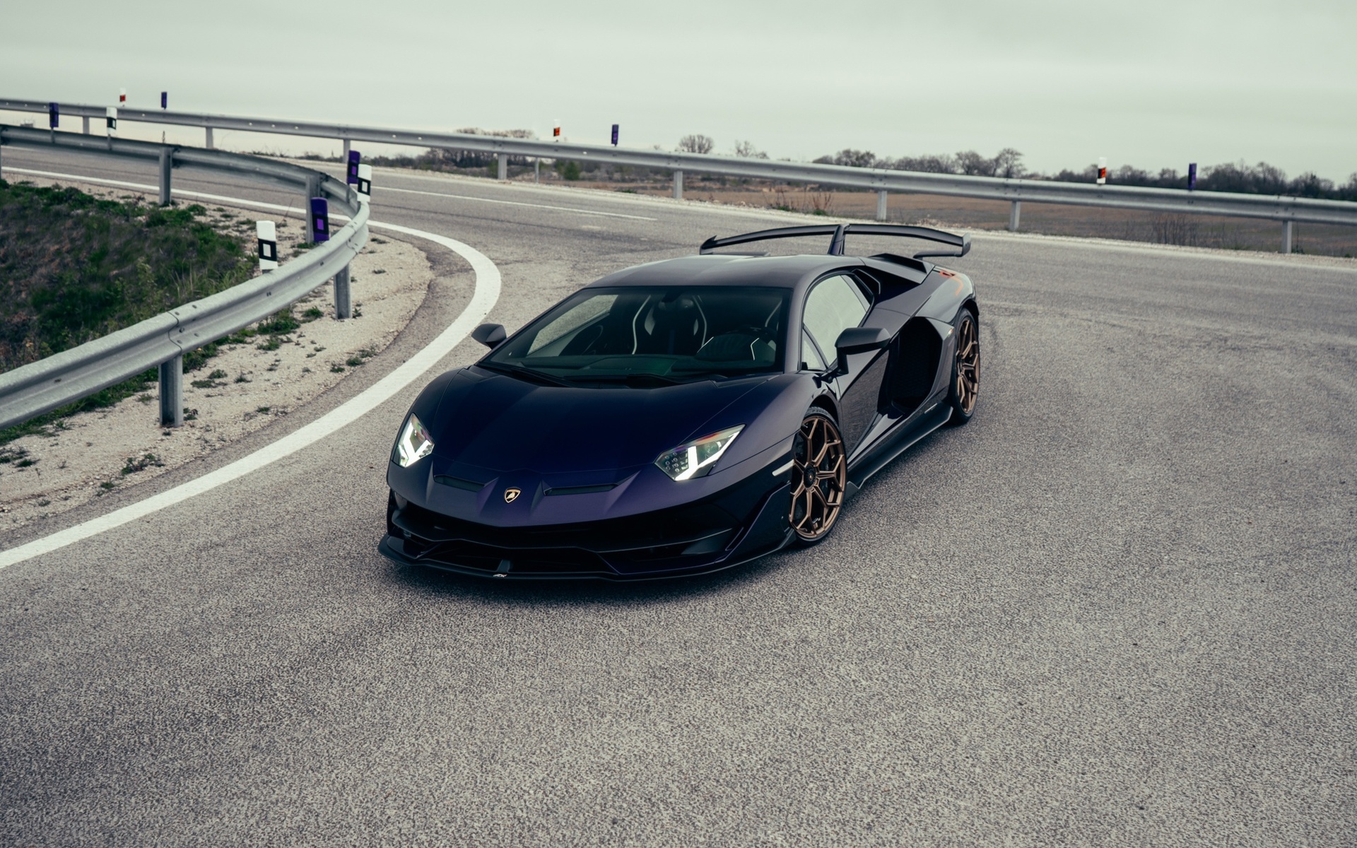 lamborghini aventador svj, italian cars, lamborghini, viola aletheia, road, outdoors