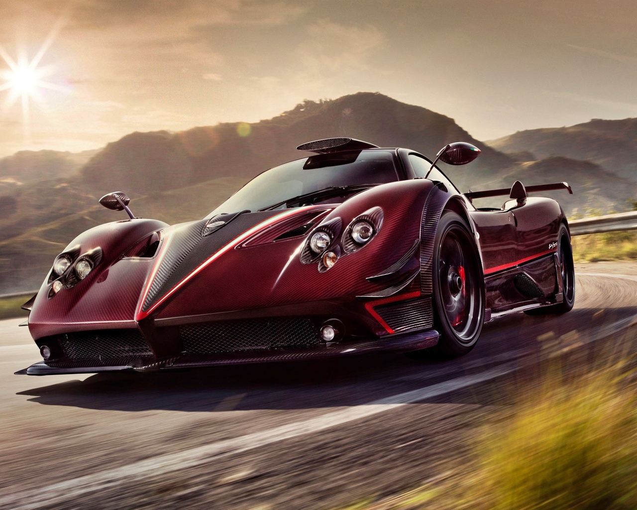 esportivo, zonda rts, estrada, velocidade, vermelho