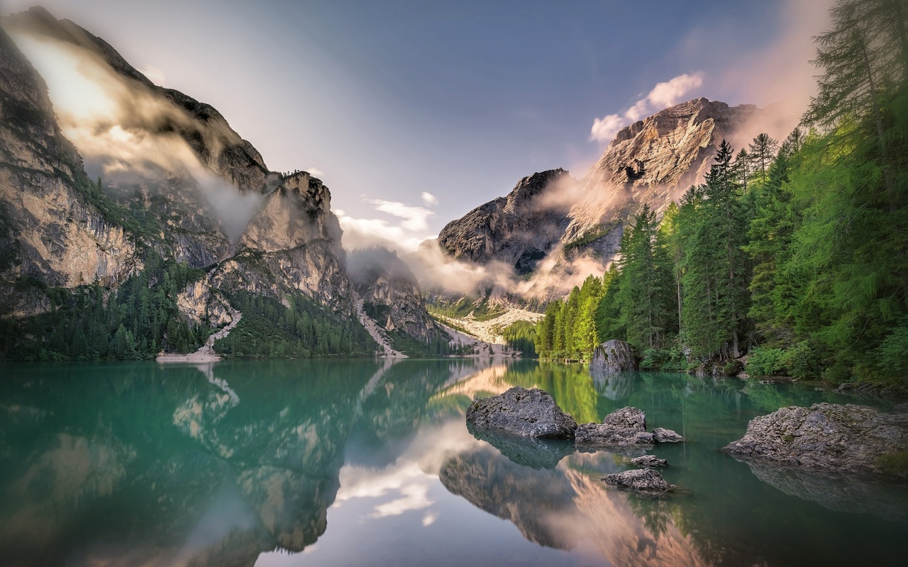 paisagem, lago, natureza, montanhas, florestas