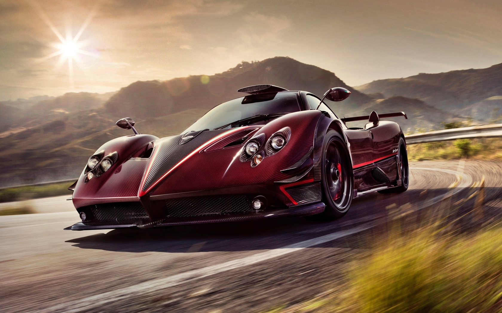 esportivo, zonda rts, estrada, velocidade, vermelho