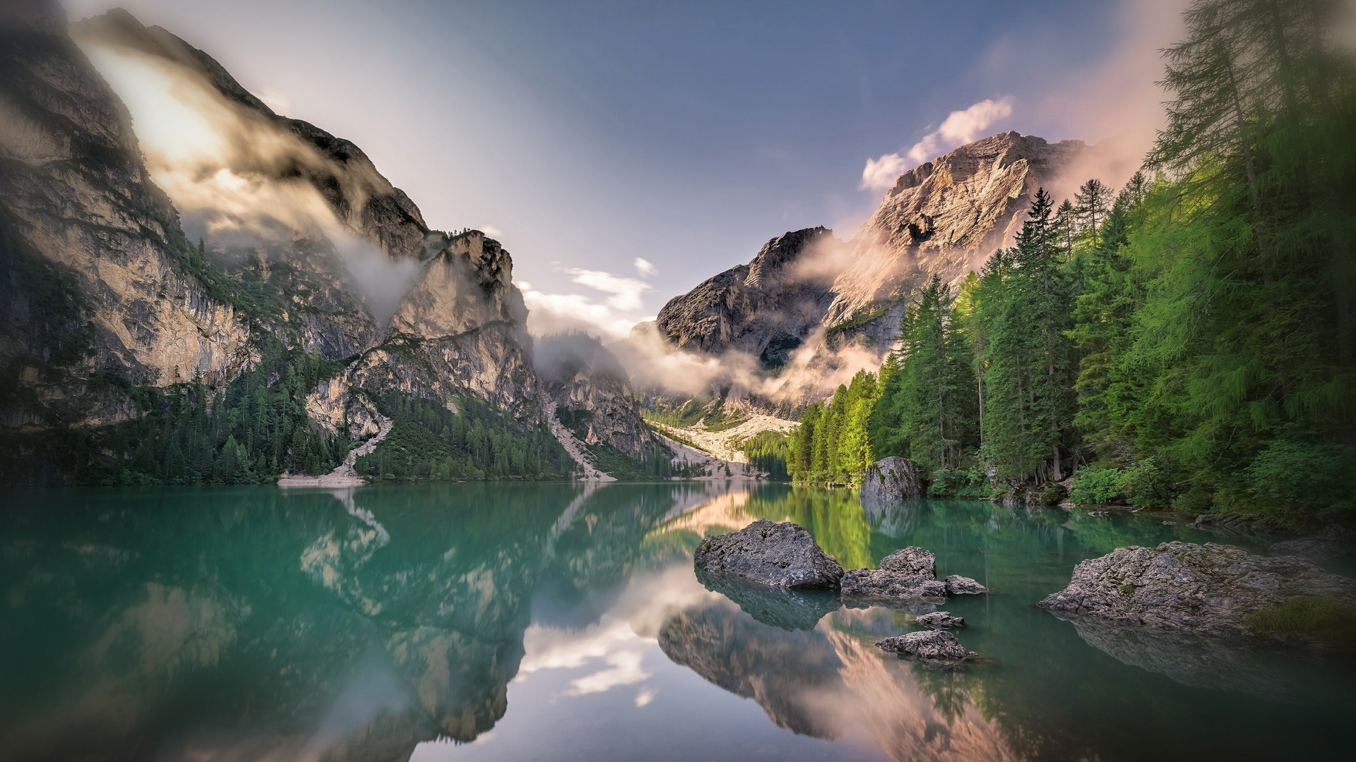 paisagem, lago, natureza, montanhas, florestas