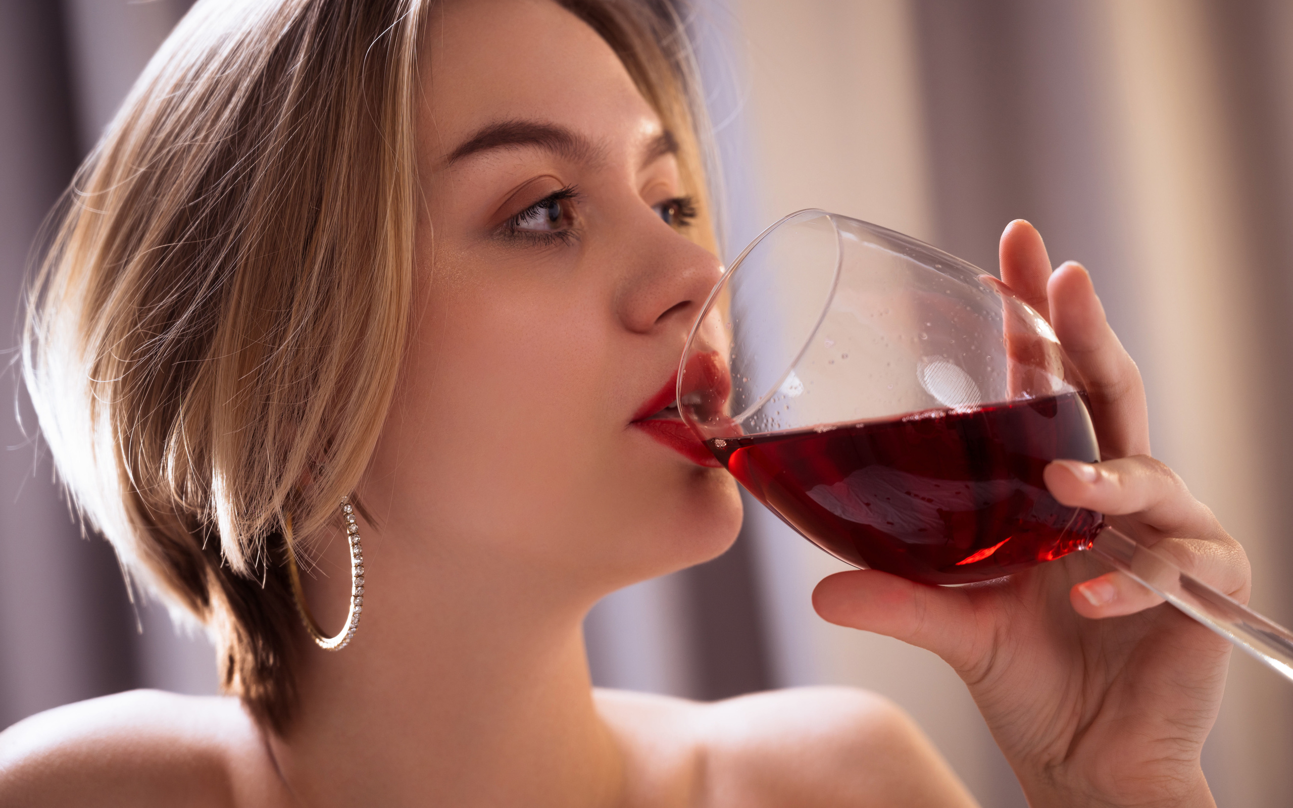 lana lane, wine, close up, lipstick