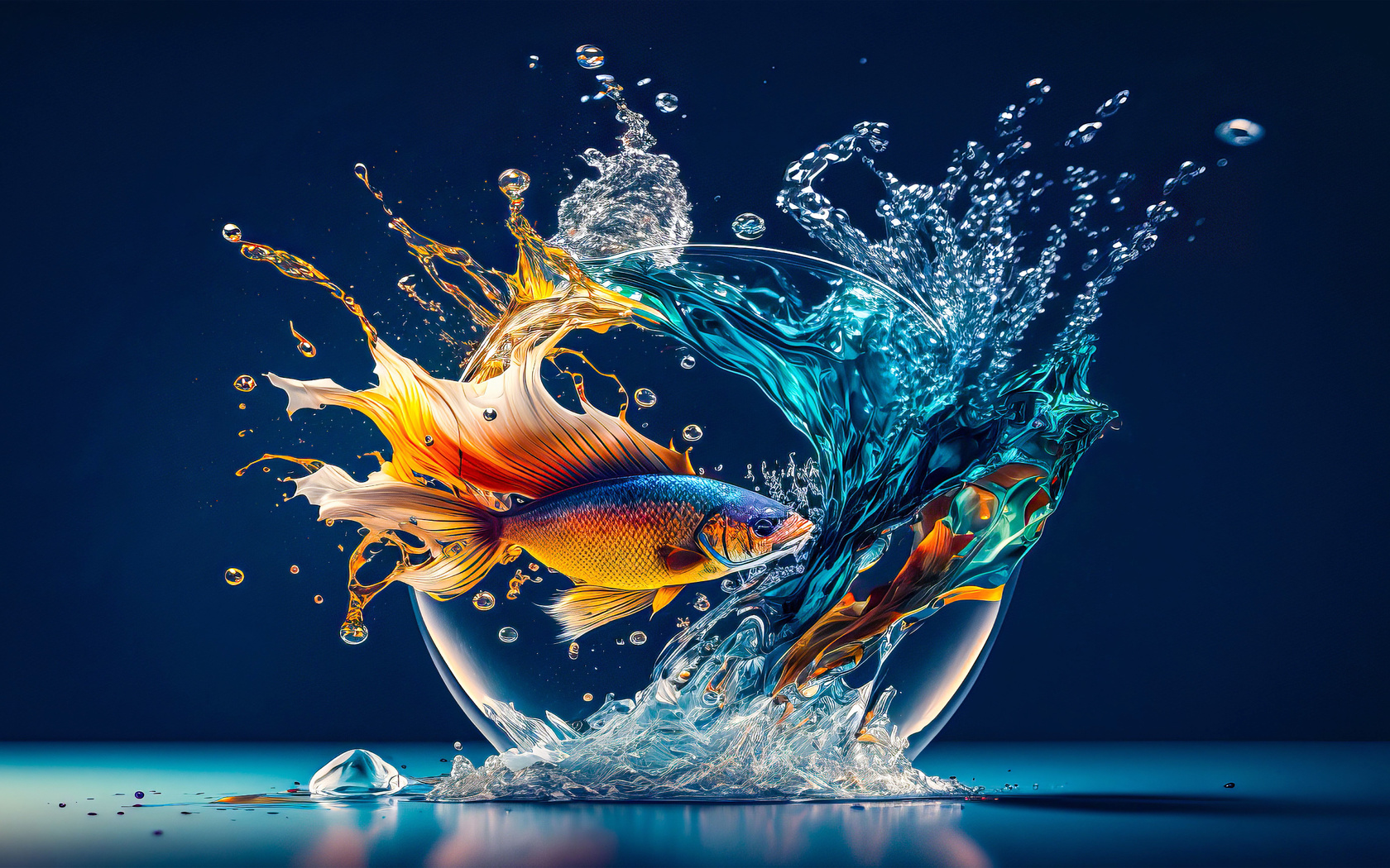 ai, art digital, peixe, 3d, abstrato, colorido, agua