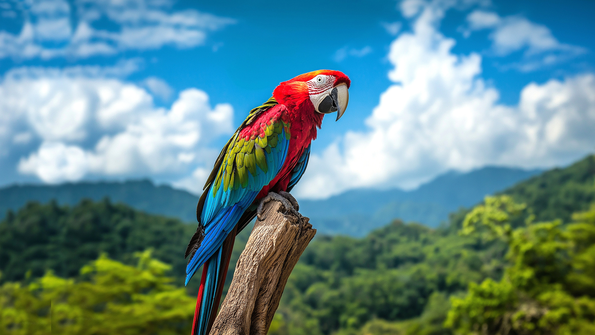 lindo, arara, colorido, floresta