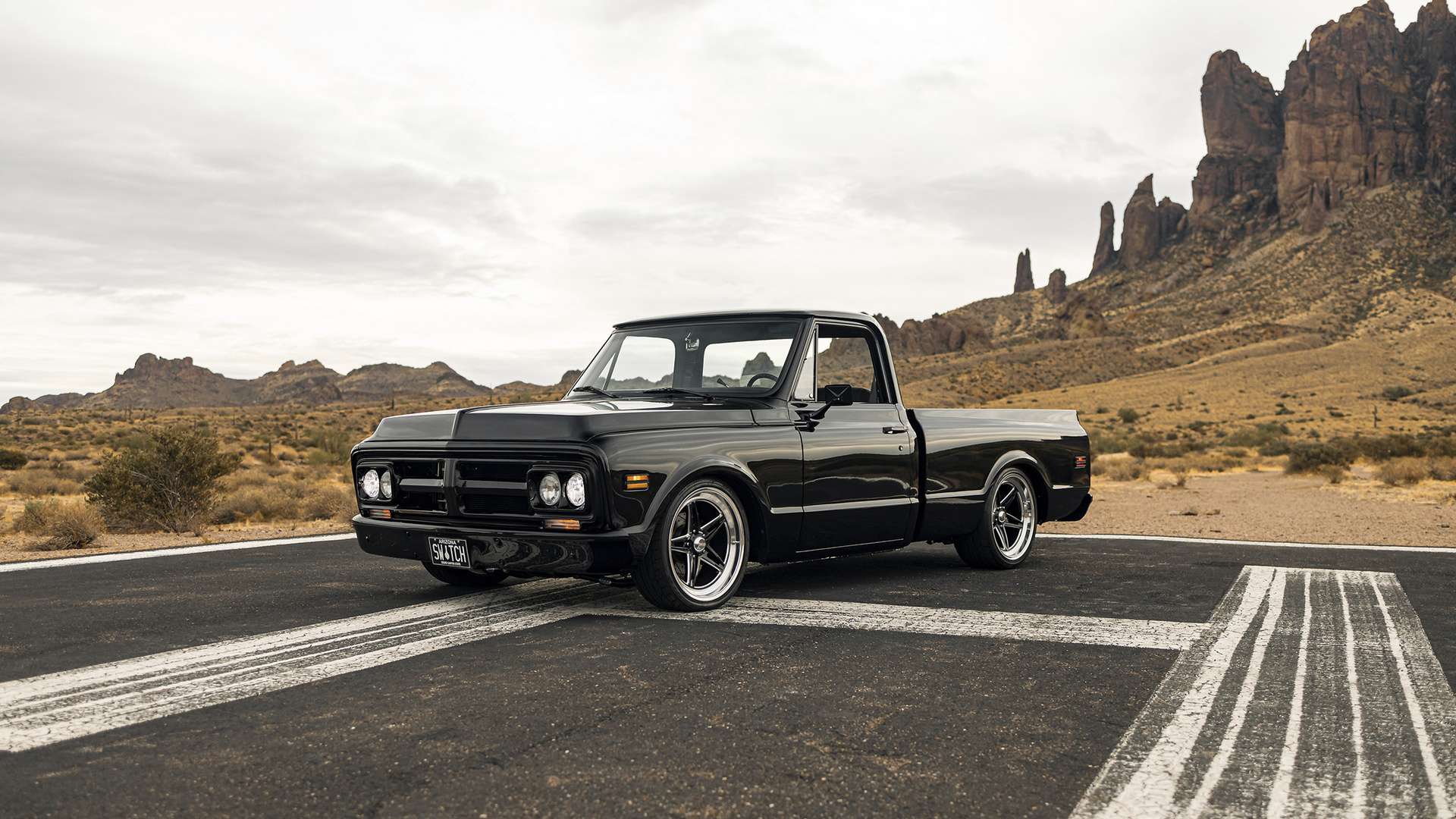 1970 chevrolet c10, black, truck, bowtie, outdoors