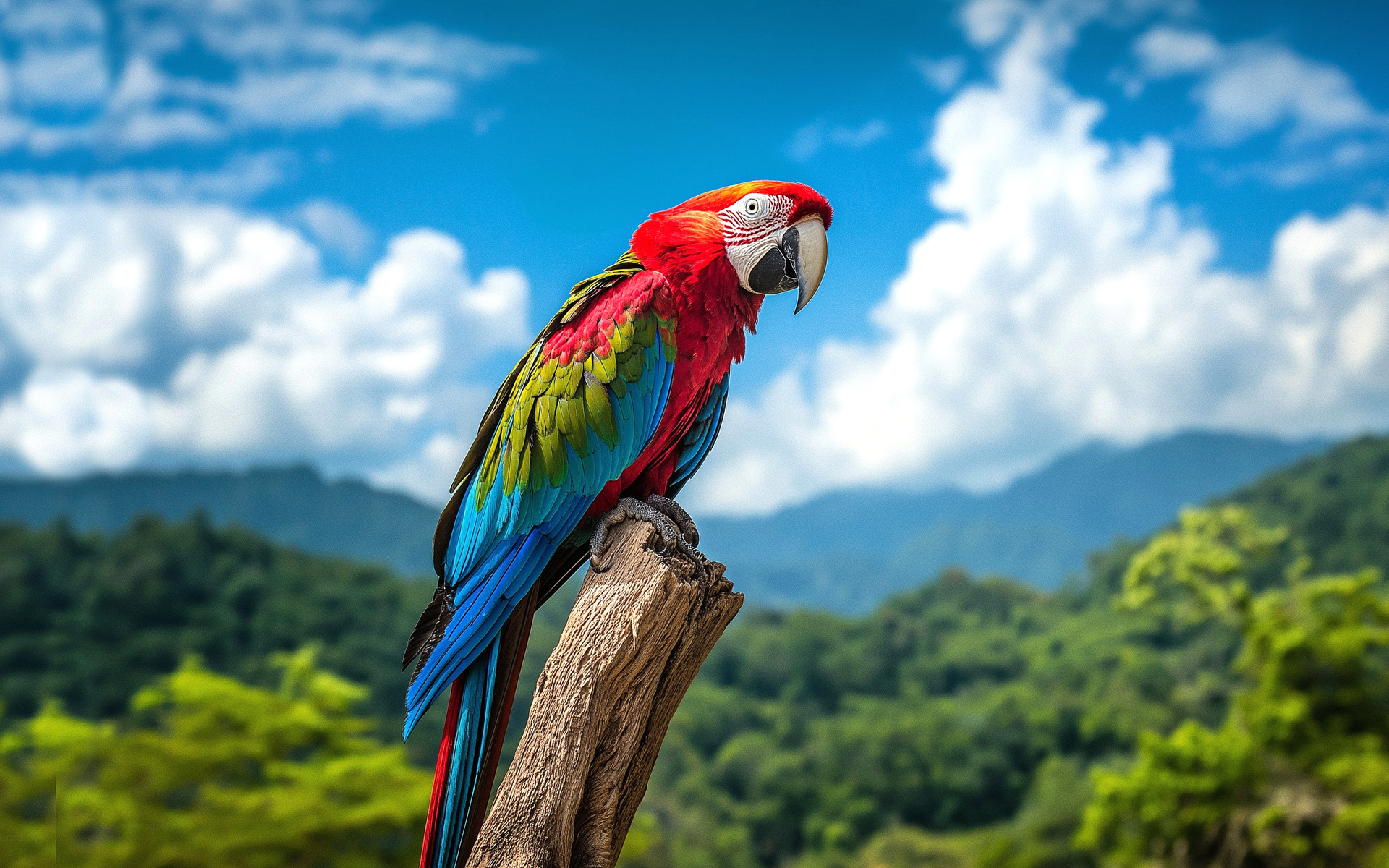 lindo, arara, colorido, floresta