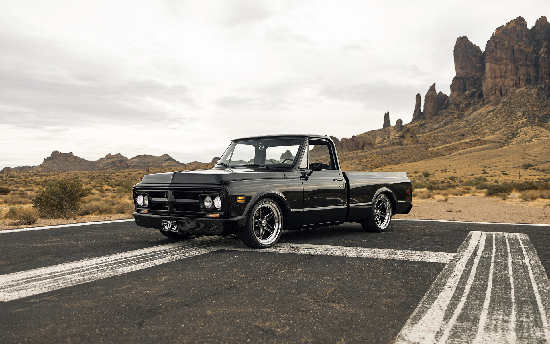 1970 chevrolet c10, black, truck, bowtie, outdoors