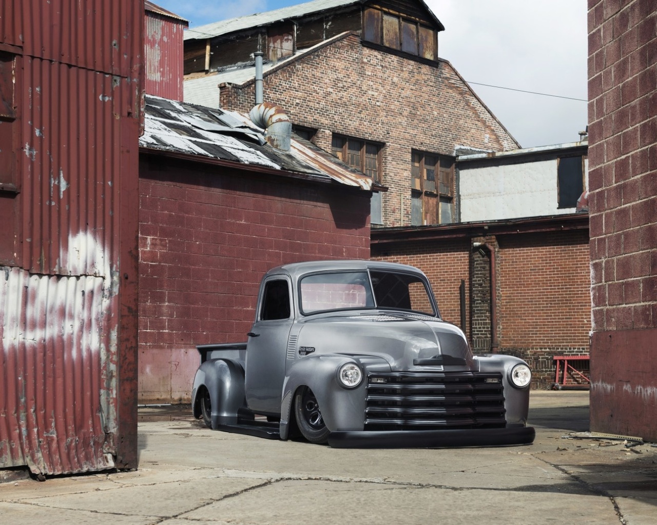 classic, truck, gray, 1949, chevrolet, 3100, lowered