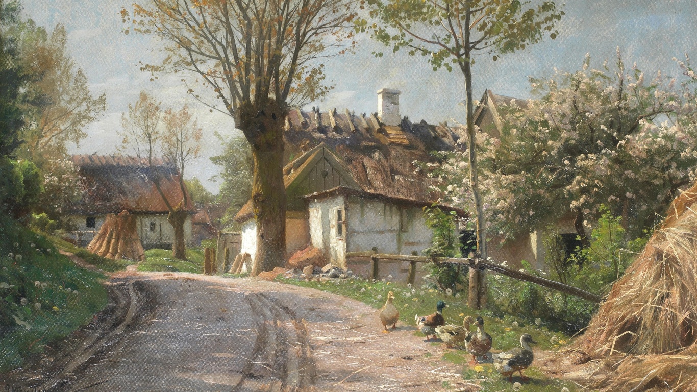 peder mork monsted, danish, a country lane, jyllinge