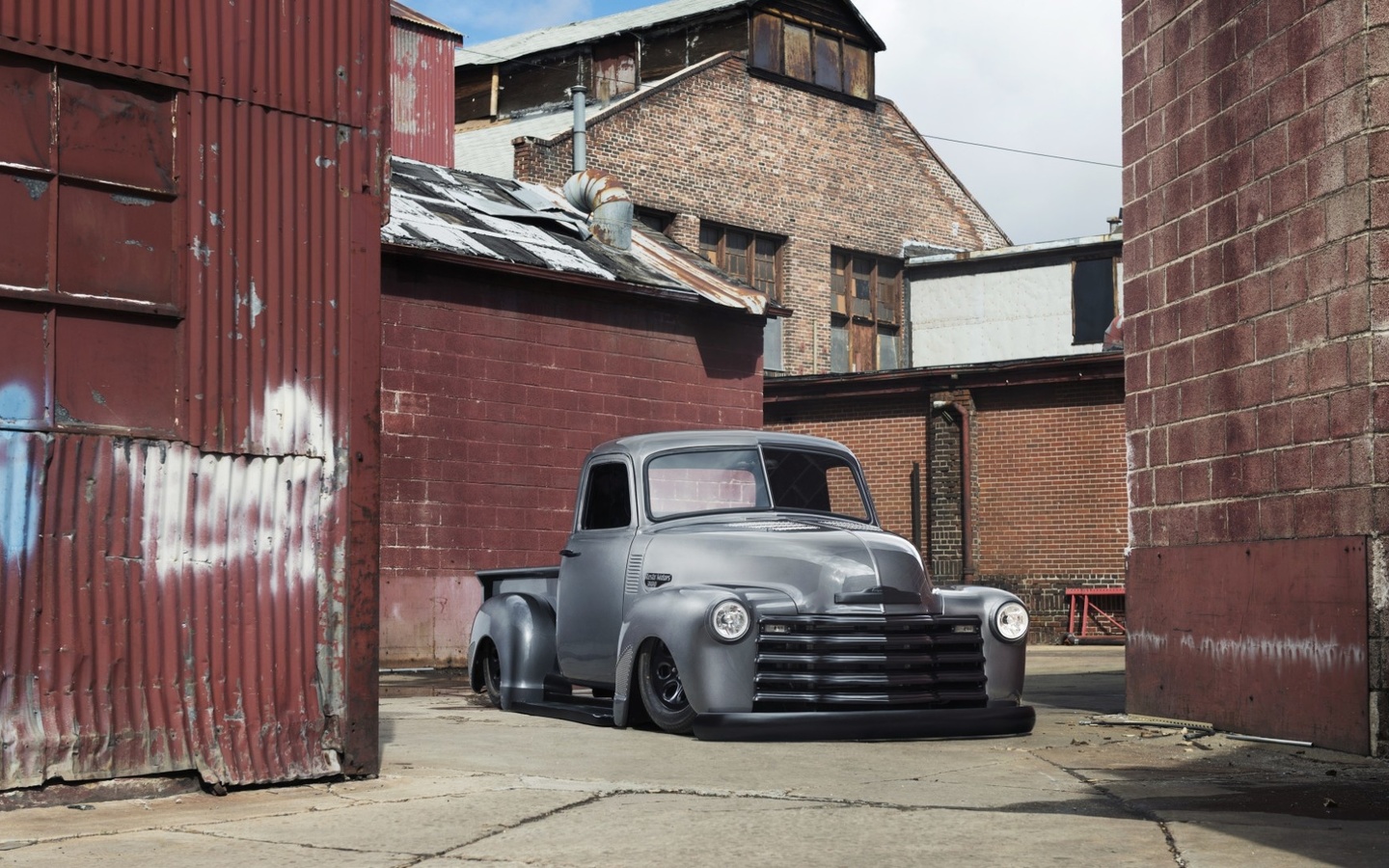 classic, truck, gray, 1949, chevrolet, 3100, lowered