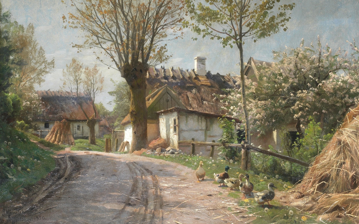 peder mork monsted, danish, a country lane, jyllinge