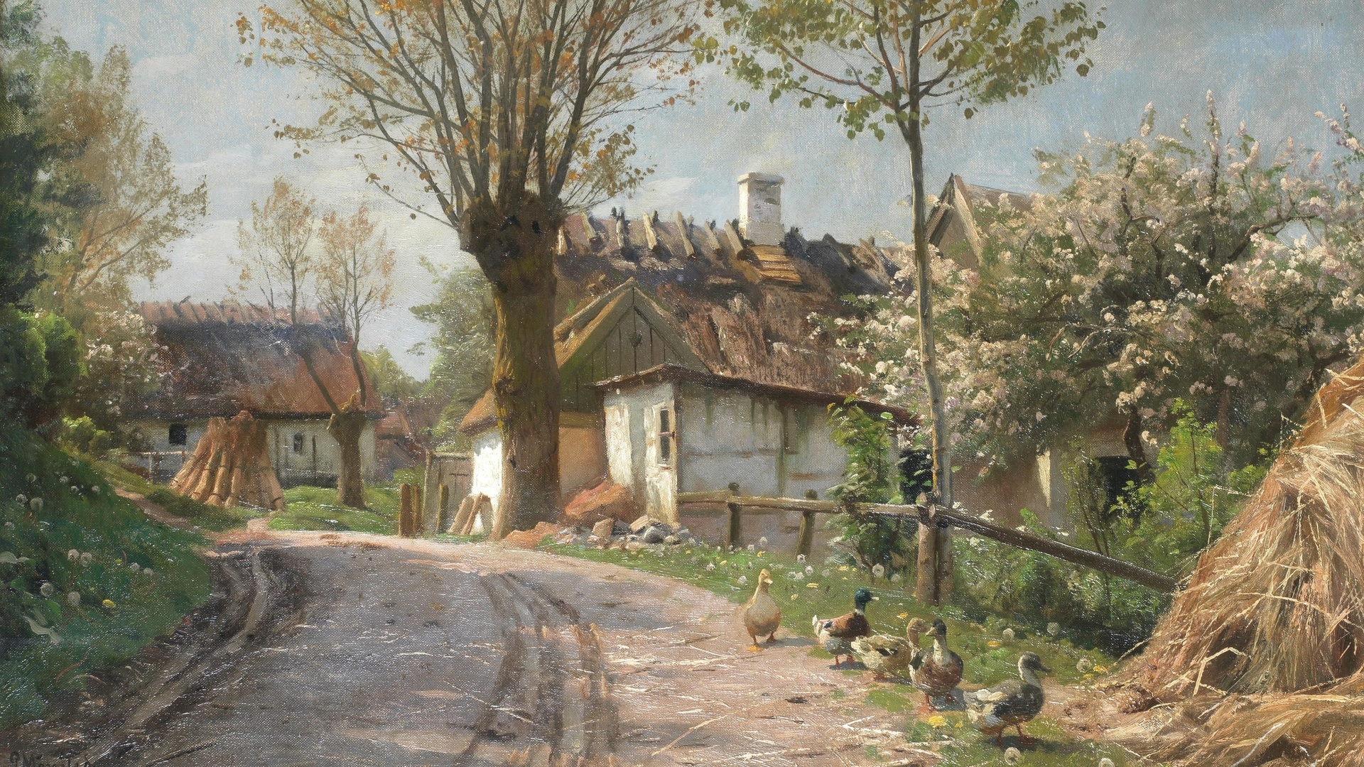 peder mork monsted, danish, a country lane, jyllinge