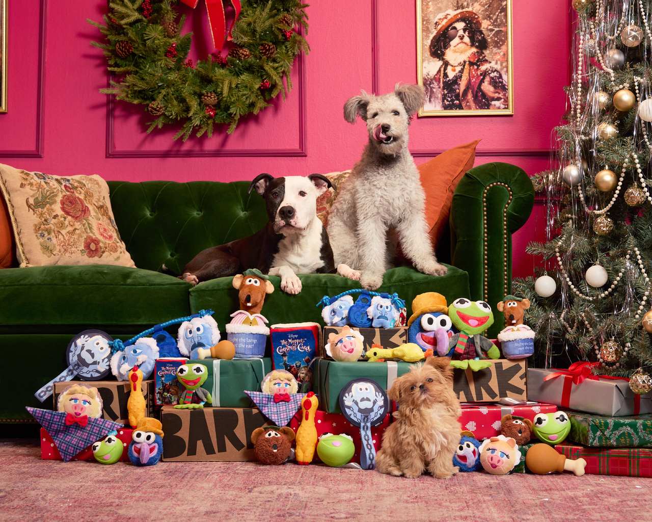 christmas, plush dog toys, muppet christmas dog toys