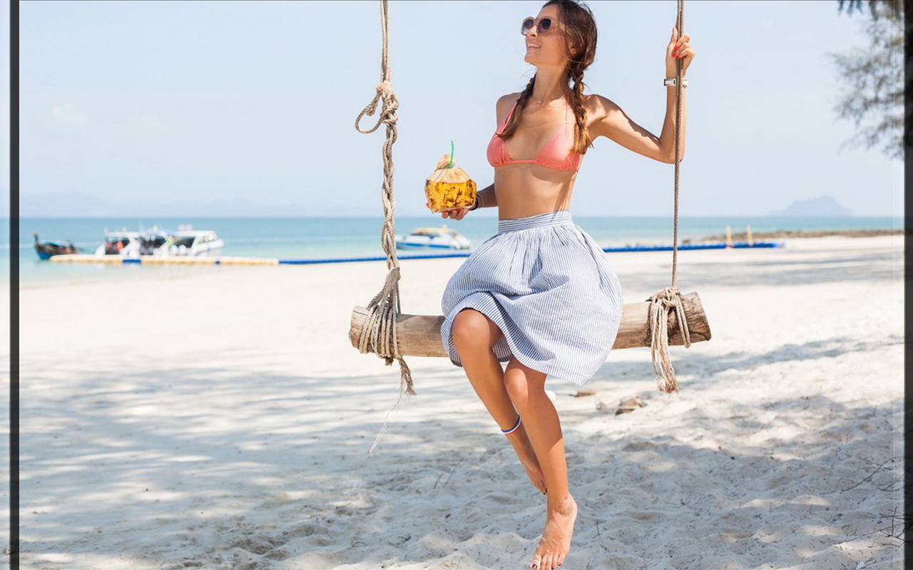 girl, brown, haired, water, , , 