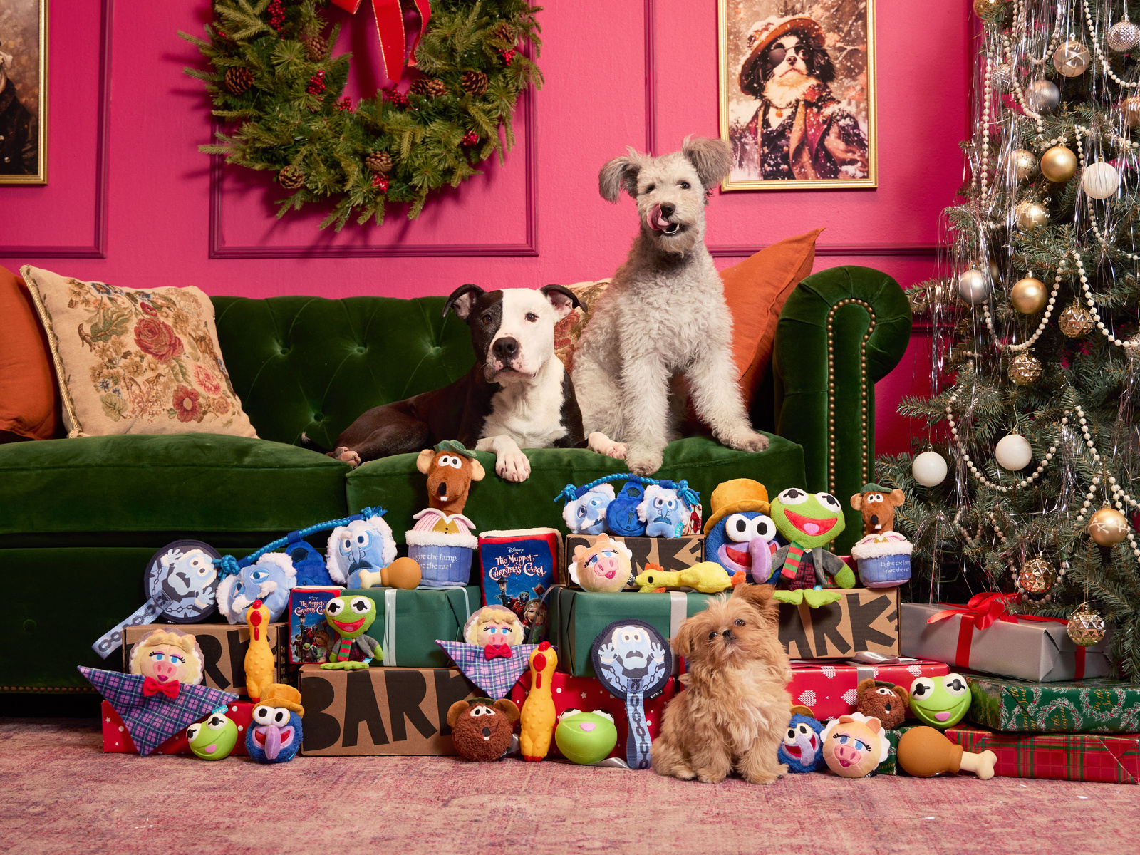 christmas, plush dog toys, muppet christmas dog toys